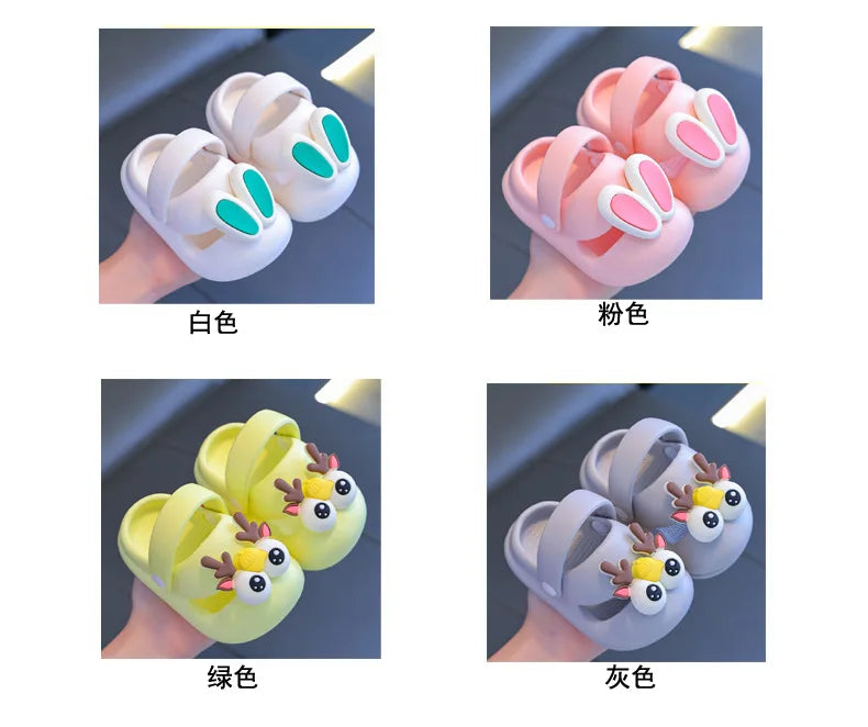 New Summer Children Sandals Kids Cartoon Rabbit Slippers Toddler Boys Girls Soft Sole Shoes Anti-Slip Indoor Bathing Slippers