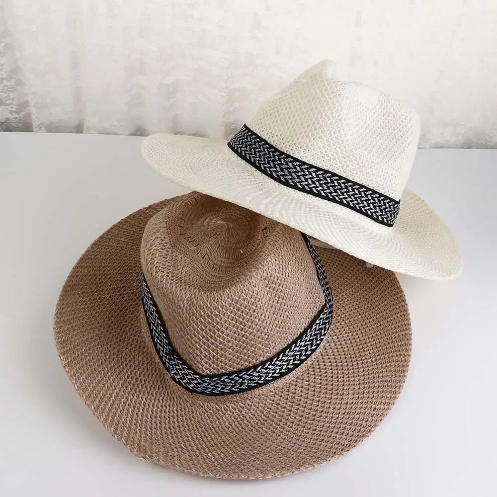 Fisherman Hat Cool Beach Dad Bowler Hat Bohemia Style Male Solid Color Panama Hat Old Man Sun Hat Middle-aged Men Straw Hat