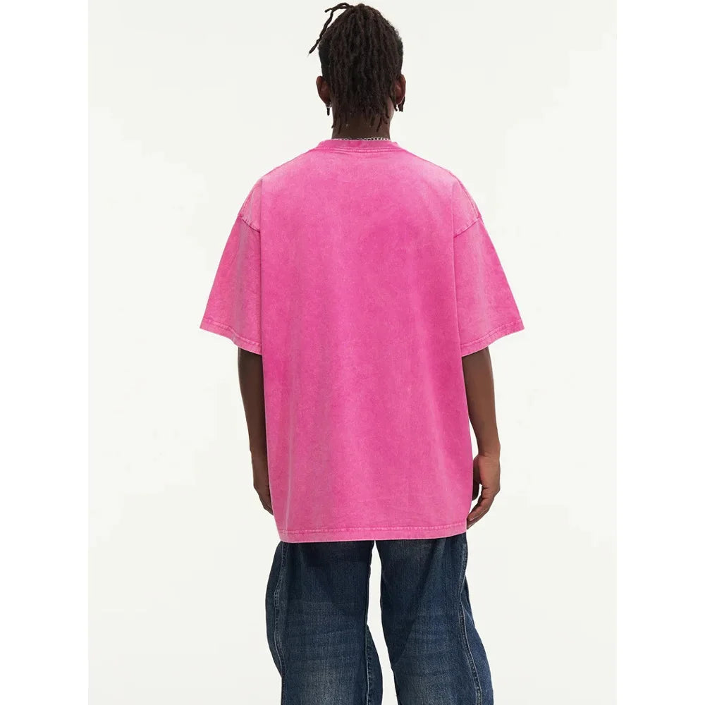 Summer Washed T shirt for Men Women 230G Cotton Loose Oversized Tee Men's Korean Y2k Tops Casual Vintage Short Sleeve T-shirt