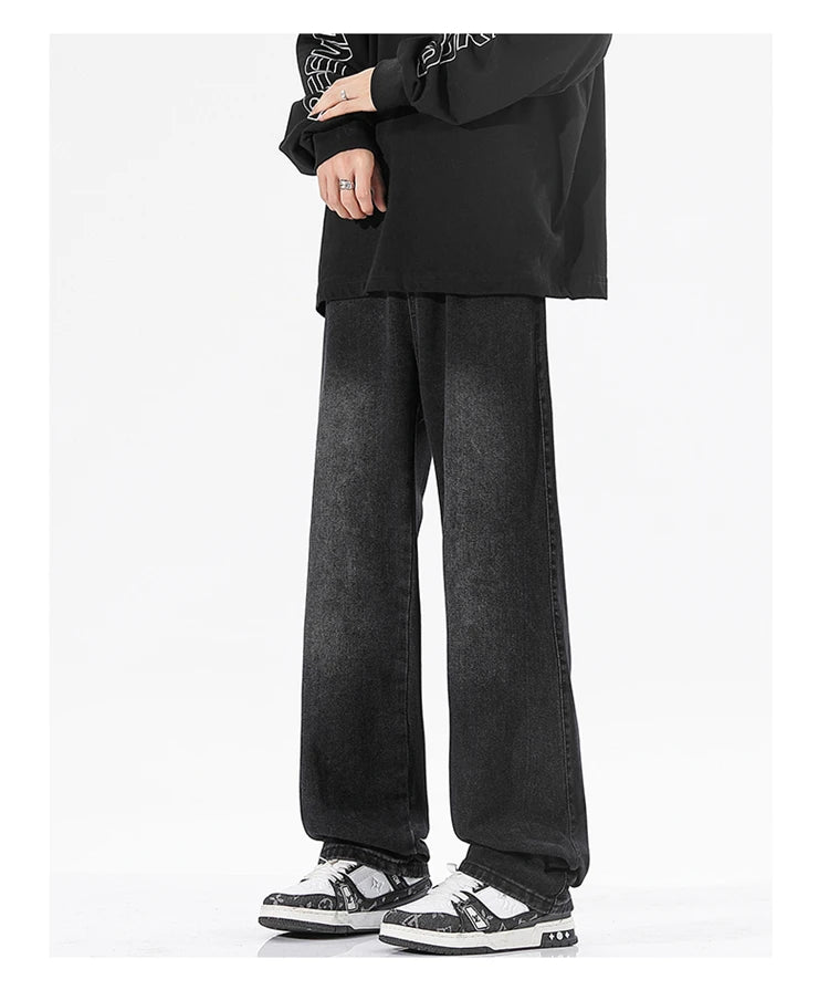 Men's Jeans Summer Thin Style Trendy Fashion 2025 New Boys Casual Versatile Loose Straight Wide-Leg Pants Men's