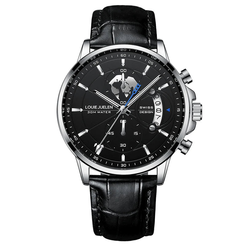 Mens Watches Waterproof Chronograph Sports Watches Men Quartz Wristwatches Brand Luxury Leather Watch For Men Casual Business