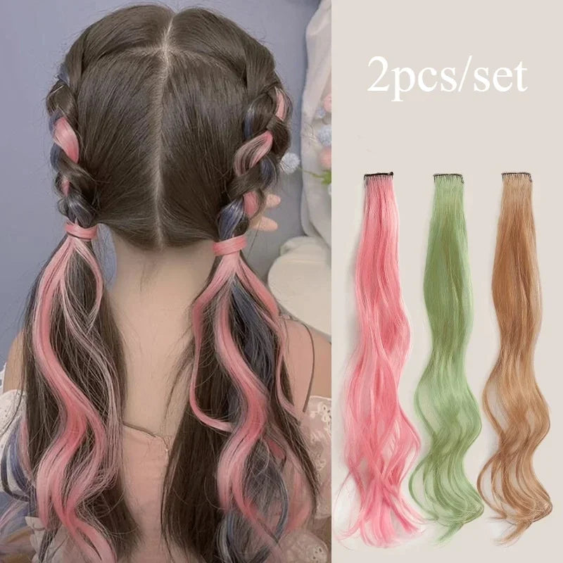 Sweet Kids Girl Wigs Hair Clip Cute Cool Candy Color Braid Wigs Hair Pin Hanging Ears Hair Dyeing Wig Headwear