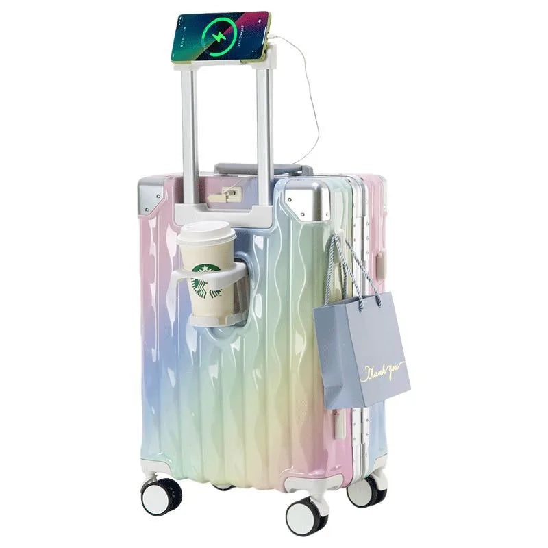 20 inch luggage case, new large capacity suitcase, 24 aluminum frame travel case, durable password box