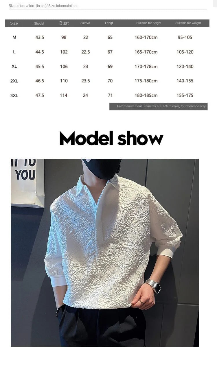 Short-sleeved Shirt Men's Loose and Versatile Five-point Sleeve 2025 New High-end Design Trendy Slim Half-sleeved Shirt