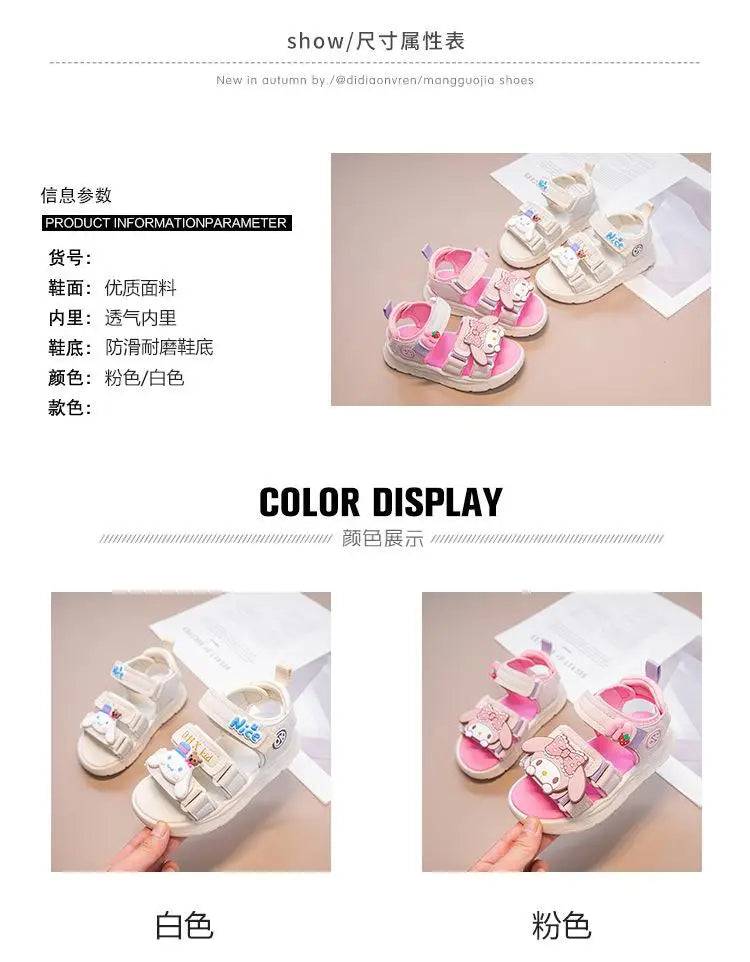 Kids Girls Sandal Sanrio Kawaii Anime Melody Children Shoes Girly Heart Summer Cute Cartoon Student Beach Shoes