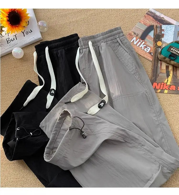 Summer Pants for Men Trendy and Versatile Loose Straight-leg Teenage American Quick-dry Cargo Casual   (Available)