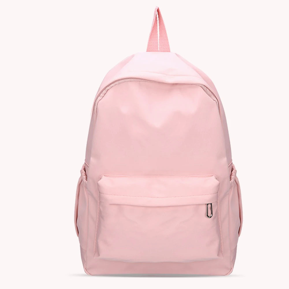 Daily Large Capacity Travel School Backpacks Ladies Pure Color Shoulder Knapsacks Nylon Zipper Shopping Rucksacks