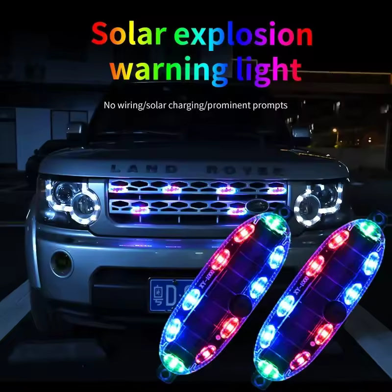 Solar Power LED Warning Night Light Anti-rear Strobe Tail Light Car Flash Light Strobe Warning Light for Car Motorcycle Vehicle (Available)