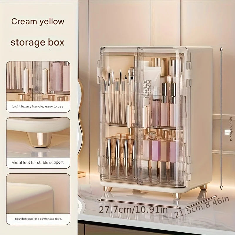 Cosmetics storage box, large-capacity dust-proof desktop, skin care and dressing table, internet-famous light luxury makeup box