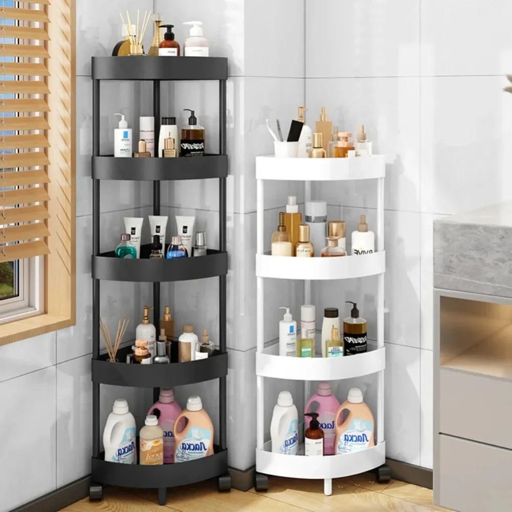 Tier Storage Shelf Rolling Cart Movable Bathroom Corner Triangle Shelfs Bathroom Corner Cabinet Shelf Rolling Storage Cart