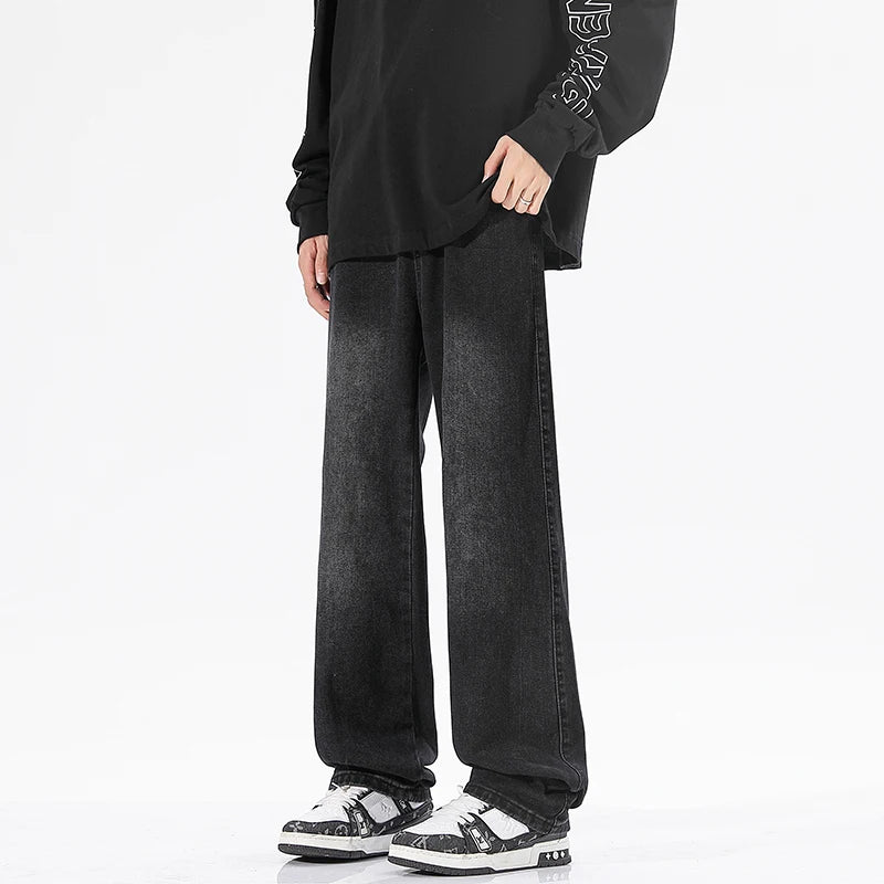 Men's Jeans Summer Thin Style Trendy Fashion 2025 New Boys Casual Versatile Loose Straight Wide-Leg Pants Men's