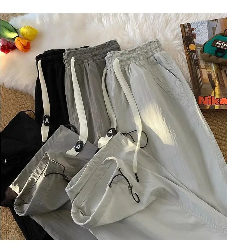 Summer Pants for Men Trendy and Versatile Loose Straight-leg Teenage American Quick-dry Cargo Casual   (Available)