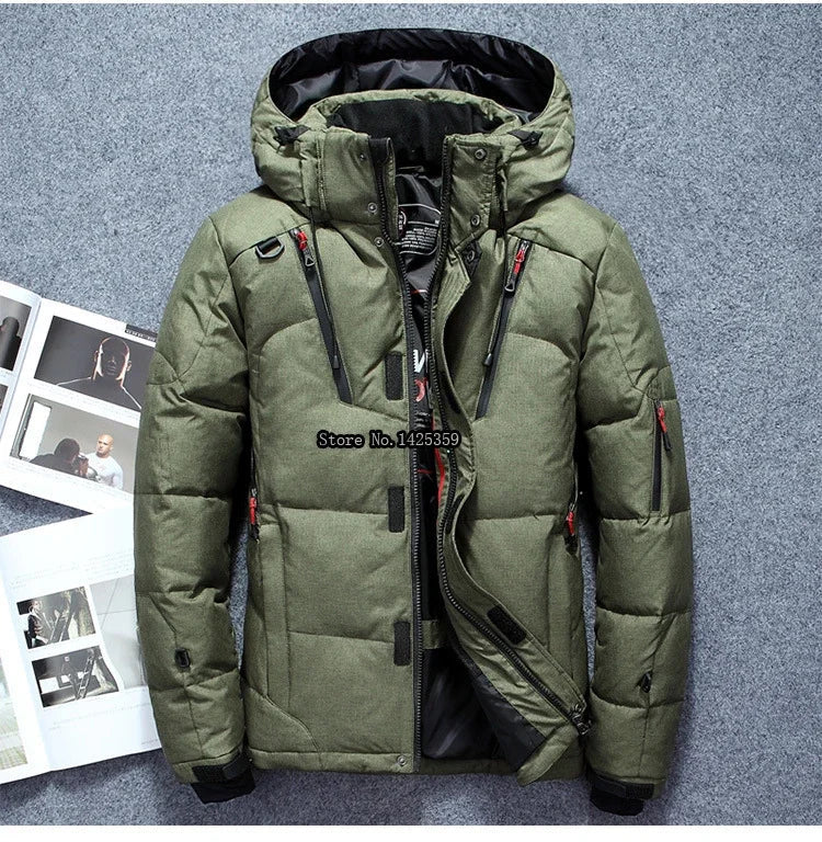 '-20 Degree Winter Down Coat Men White Duck Down Parkas Jacket Mens Thick Warm Snow Parka Jacket Overcoat Windbreaker Warm Parkas  (Available)