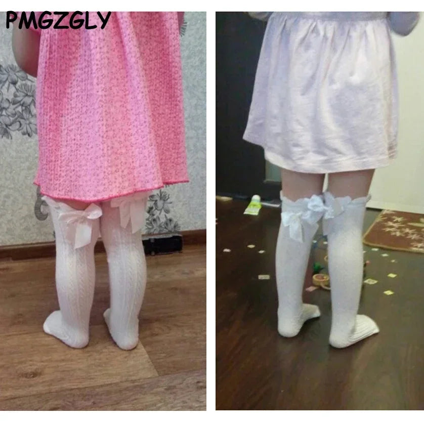 Brand Baby Girls Sockings Knee High with Bows Cute Baby Socks Long Tube Kids Leg Warmers Girl Tights Bow Christmas gift
