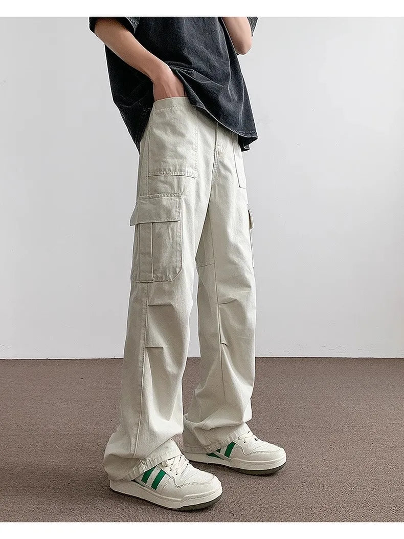 Pants Men's Trendy American Paratrooper Overalls Men's Summer Casual Handsome Outdoor Loose Straight