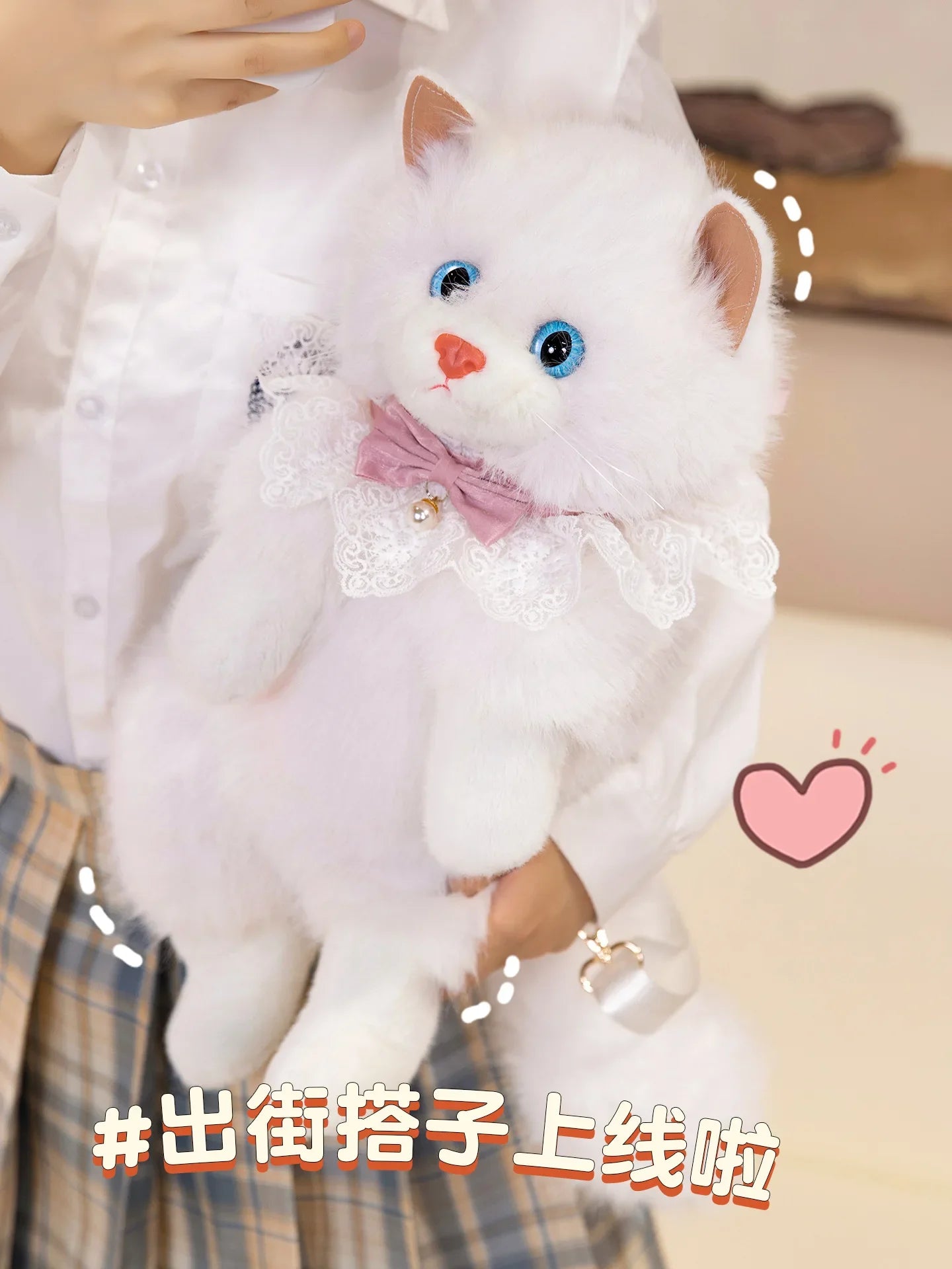 Simulated Puppet Cat Backpack Doll Cute Cat Backpack Plush Toy Daughter Birthday Gift