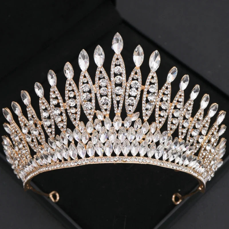 Gold Crystal Tiaras And Crowns Headband Rhinestone Prom Diadem Crown Bridal Wedding Hair Accessories Jewelry Crown Tiara Gift