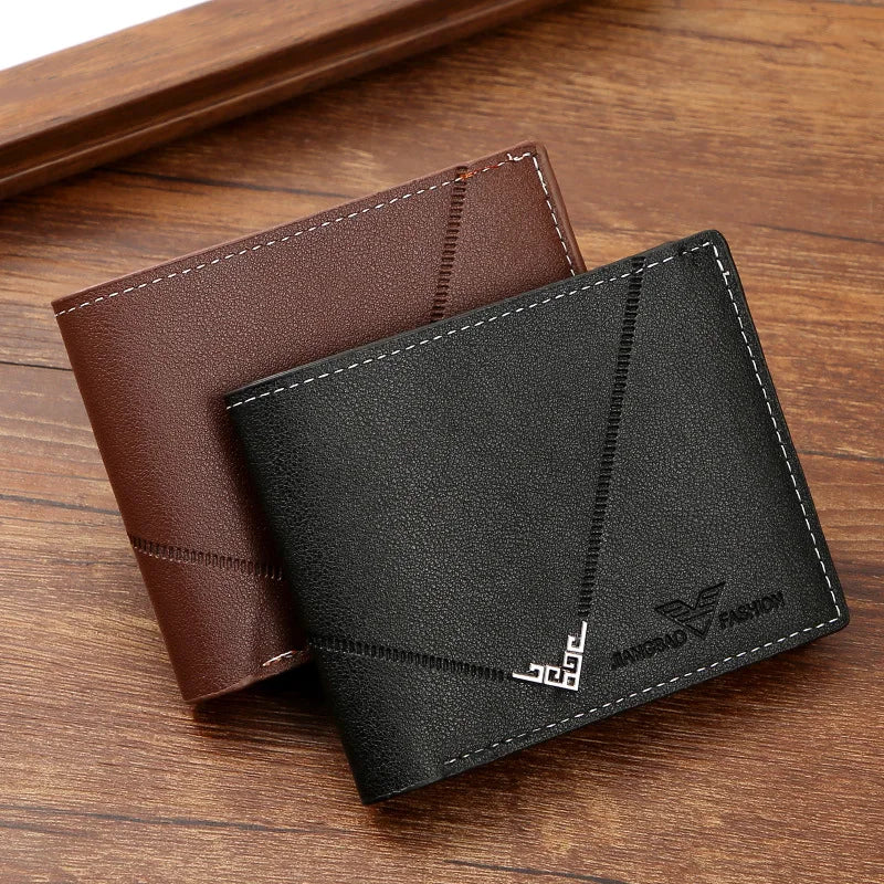 Men's Slim Money Clip Wallet Credit Card ID Holder Casual Male Leather Short Multi Card Holder Purses Business Man Bifold Wallet