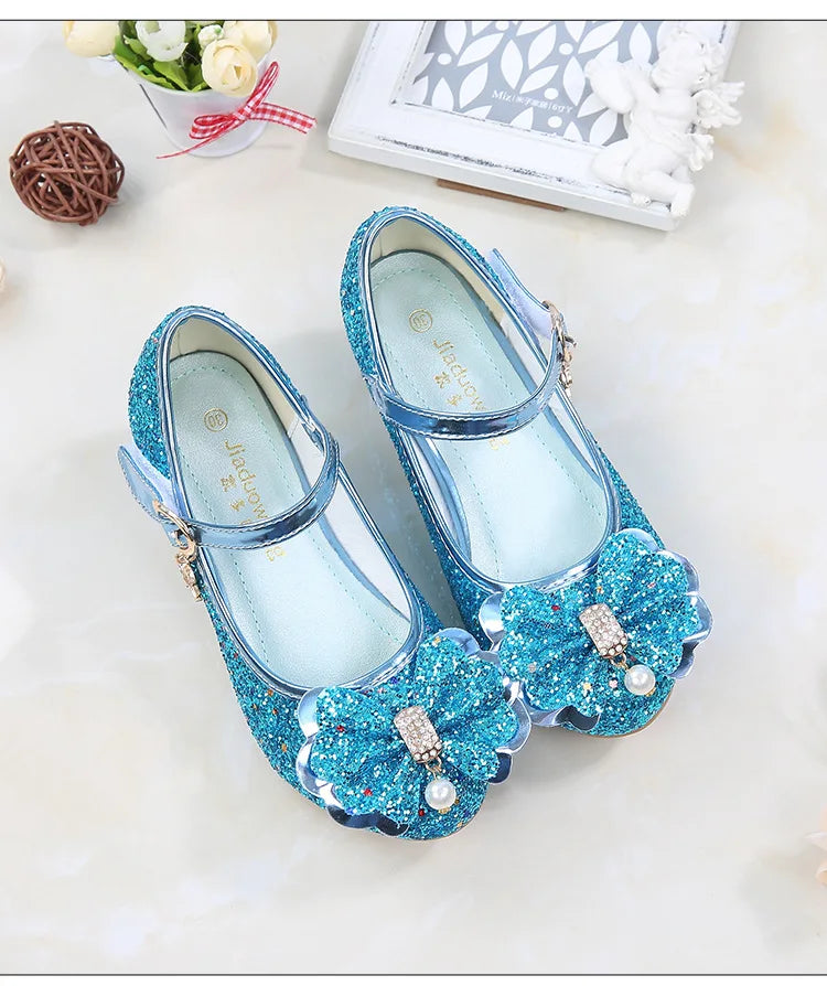 Children's Shoes  Princess Shoes Girl's Fashion Sandals Crystal Princess Shoes Blue Pink Silver