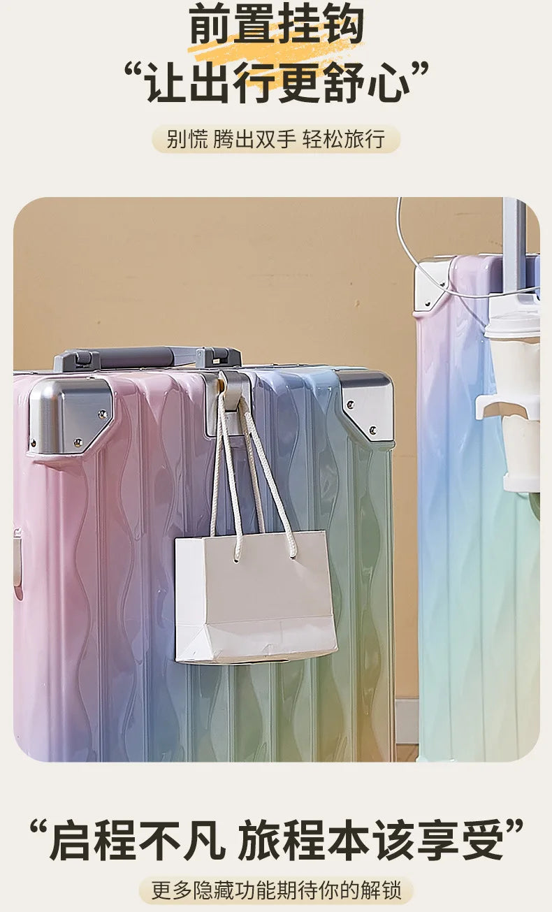 20 inch luggage case, new large capacity suitcase, 24 aluminum frame travel case, durable password box