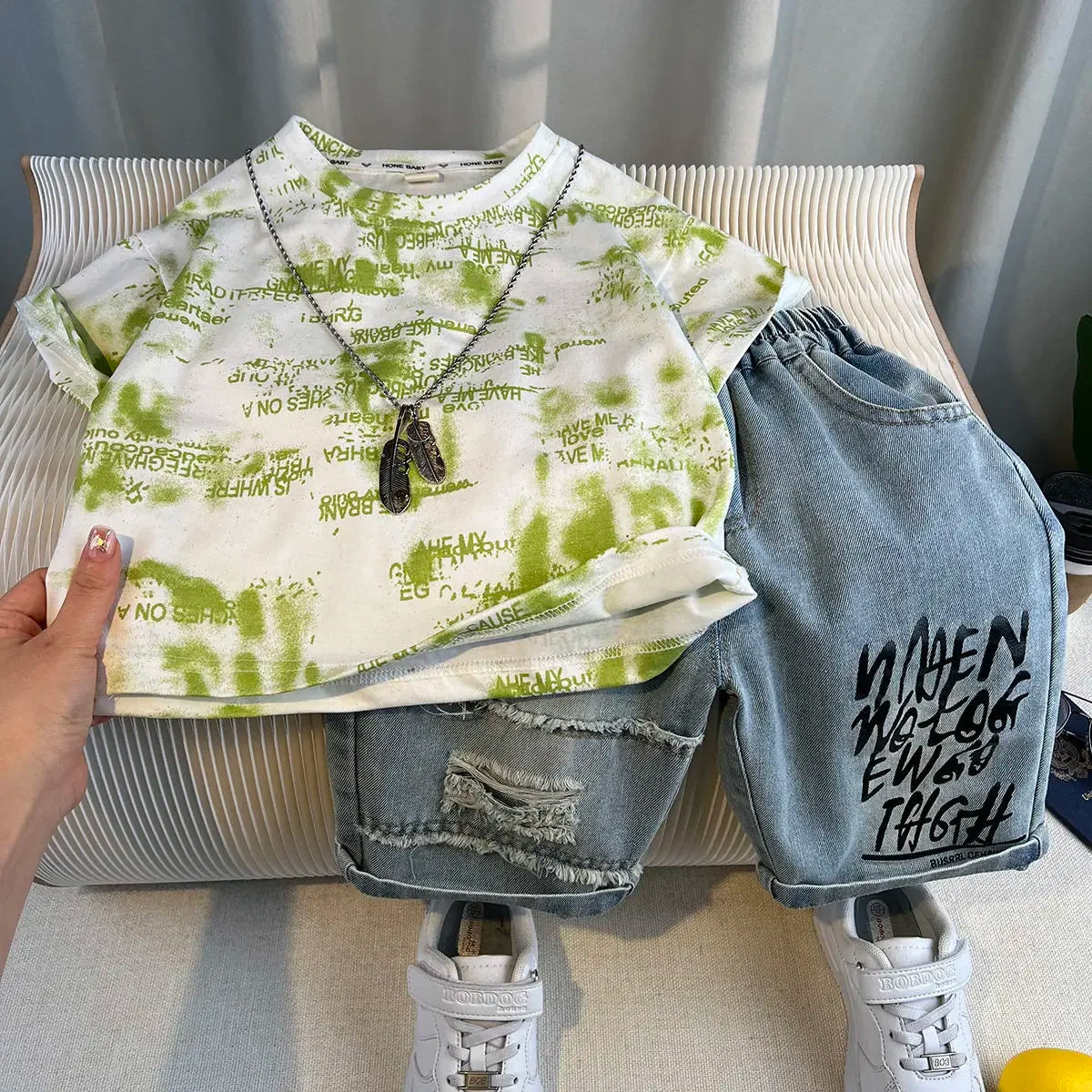 Hot Sale Fashion Baby Boy Suit Summer Clothes Short Sleeve T-shirt Short Jeans 2 Piece Set Kids Outfit Children's Costume