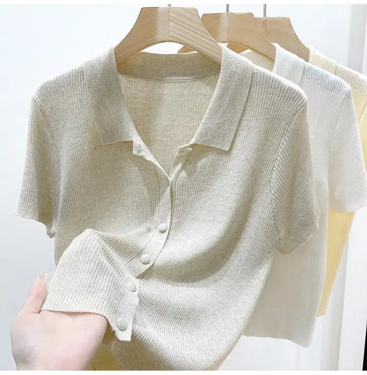 Short-sleeve Shirts Women S-3XL Leisure Summer Basic Solid Elegant Streetwear All-match Simple Daily Harajuku Y2k Popular Tops