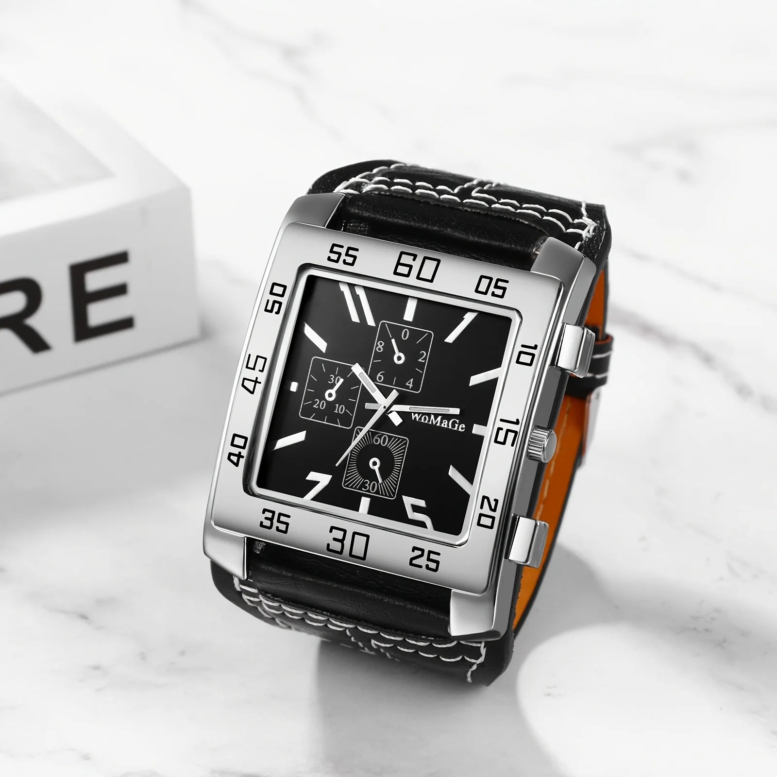 Mens Square Big Size Wristwatch Quartz Leather Strap Watches Masculino Relogio Fashion Elegant Clock Out-door Reloj Hombre saati