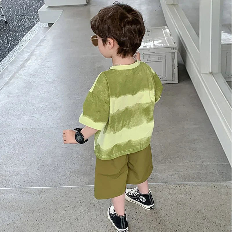Boys Summer Clothes Set Camouflage Short Sleeve T-shirt + Cargo Shorts 2PCS Kids Casual Streetwear Outfit Two-piece set
