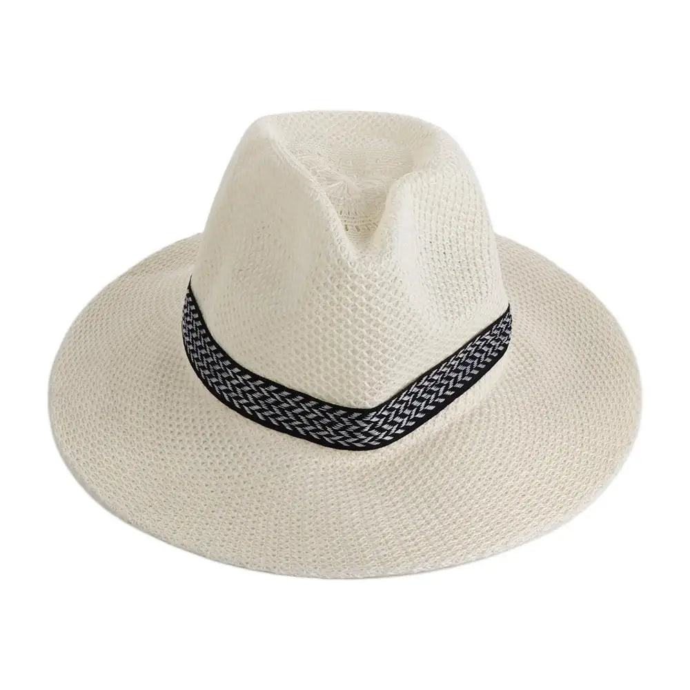 Fisherman Hat Cool Beach Dad Bowler Hat Bohemia Style Male Solid Color Panama Hat Old Man Sun Hat Middle-aged Men Straw Hat