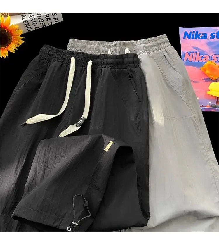 Summer Pants for Men Trendy and Versatile Loose Straight-leg Teenage American Quick-dry Cargo Casual   (Available)