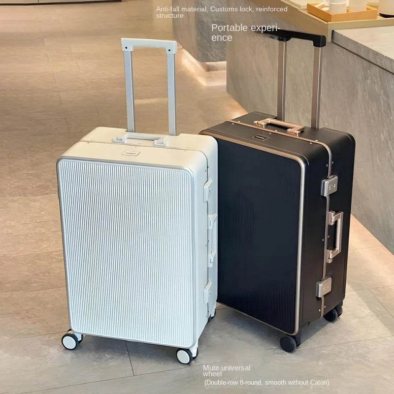 New Luggage Men and Women 20-28 Inch Large Capacity Aluminum Frame Travel Suitcase with Retractable Handle Password Suitcase
