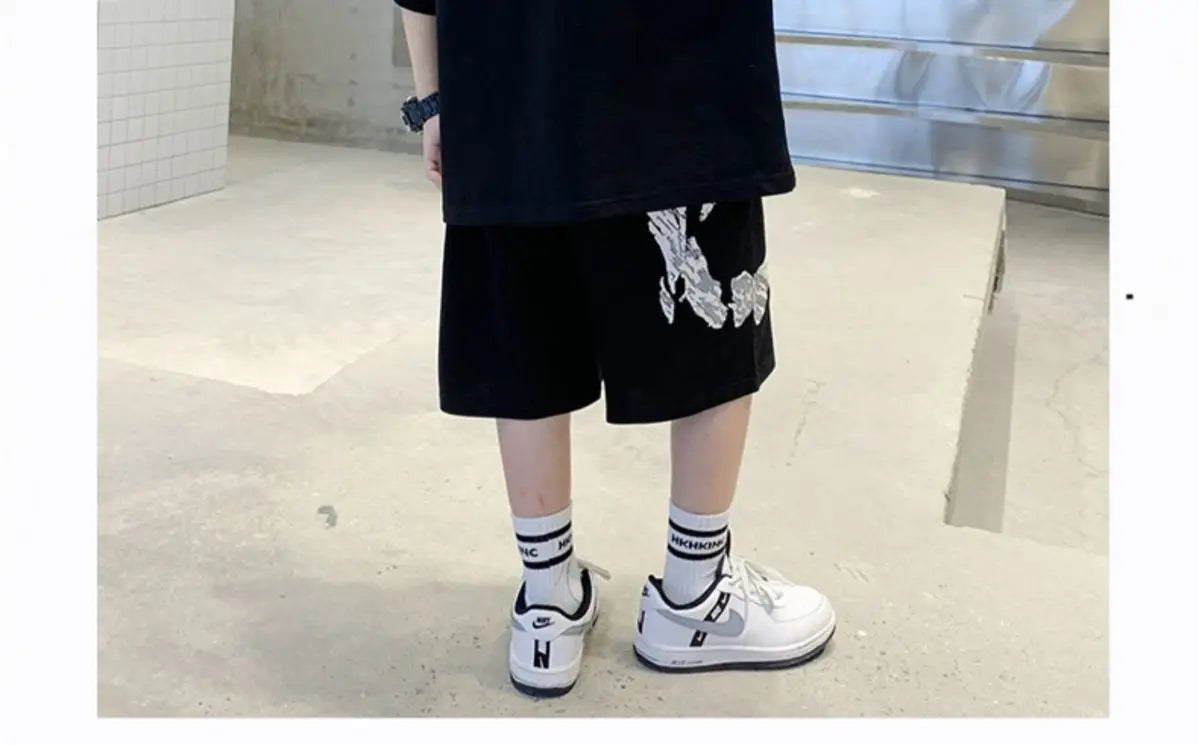 Boys Summer Trendy Casual Sports 2pcs T-shirts+Pants Suits 3-14 Years Teenage Boys Hip Hop Style Fashion Outfits Clothes Sets (Available)