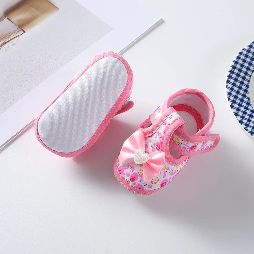 Newborn Baby Boy Girls Shoes Spring Autumn Lovely Floral Embroidery Anti-Slip Sneaker Crib Shoes Soft Cotton Cute First Walkers