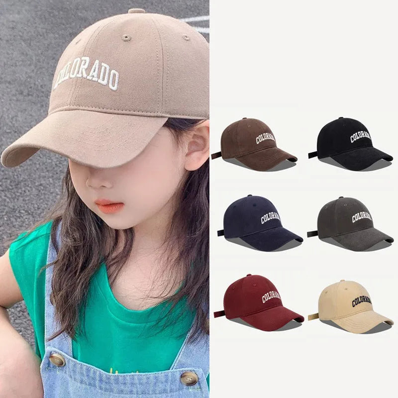 Fashion Letter Children Baseball Hat Solid Cotton Kids Duck Tongue Cap