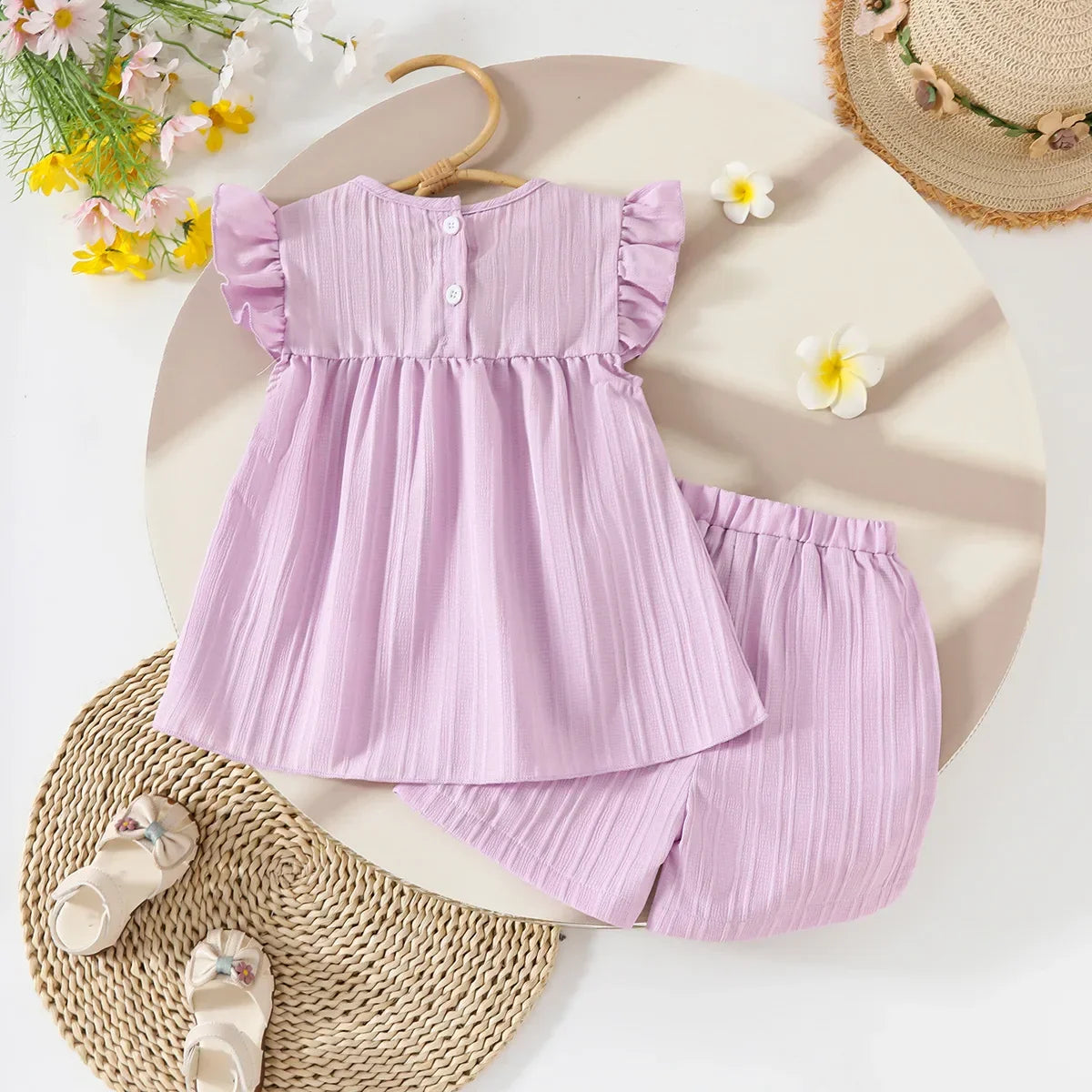 Children's Clothing Sets Small Flower Sleeveless Top + Bow Shorts 2pcs Sets Toddler Girl Clothes Kids Boutique Clothes