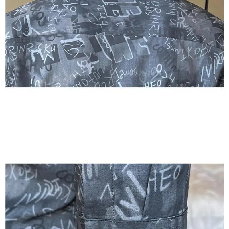 Men's Stylish 3/4 Sleeve Shirt English Letter Print Casual Turn-Down Collar Summer Fashion Breathable Loose Fit Top