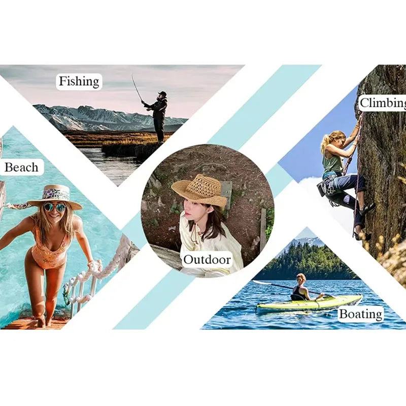 Panama Hat Summer Sun Hats for Women Man Hollow Out Beach Straw Hat for Men UV Protection Cap Chapeau Femme Women's Cowboy Hat