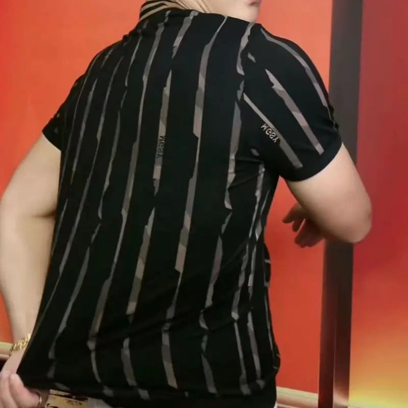 Men's New Summer T-shirt Zipper Short-sleeved Cardigan Sweater Round Neck Fashionable and Handsome Top Thin