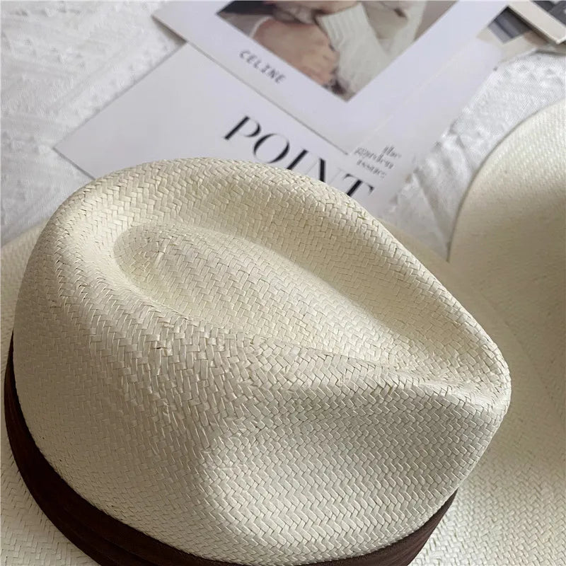 Men's Panama Hat Simple Unisex Five-point Straw Summer Travel Holiday Sun Hat Retro Hat gorras para hombres