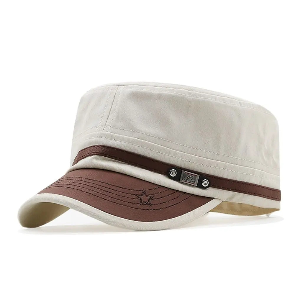 Men Unisex Army Hat Baseball Cap Cotton Cadet Hat Military  Breathable Combat Fishing Flat Adjustable Cap (Available)