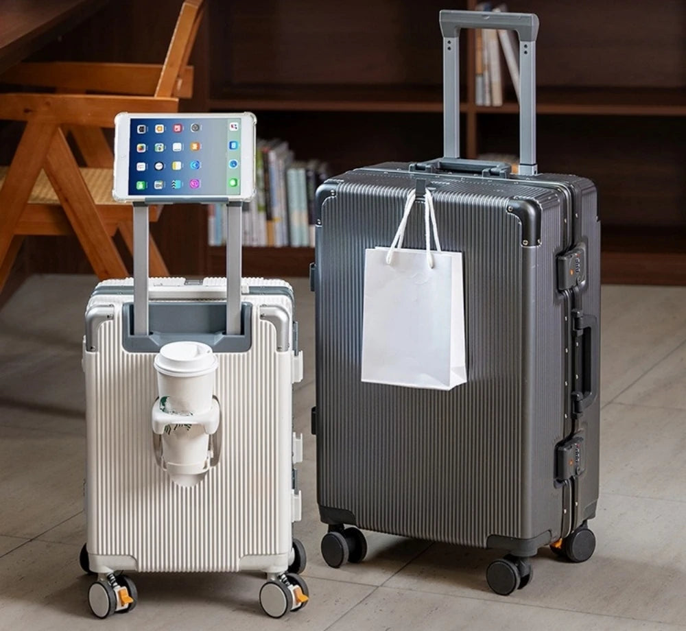 16"/20" Suitcase Carry-on Boarding for Women Travel Trolley Case with Aluminum Frame Password Lock Rolling Luggage 22/24/26/28"