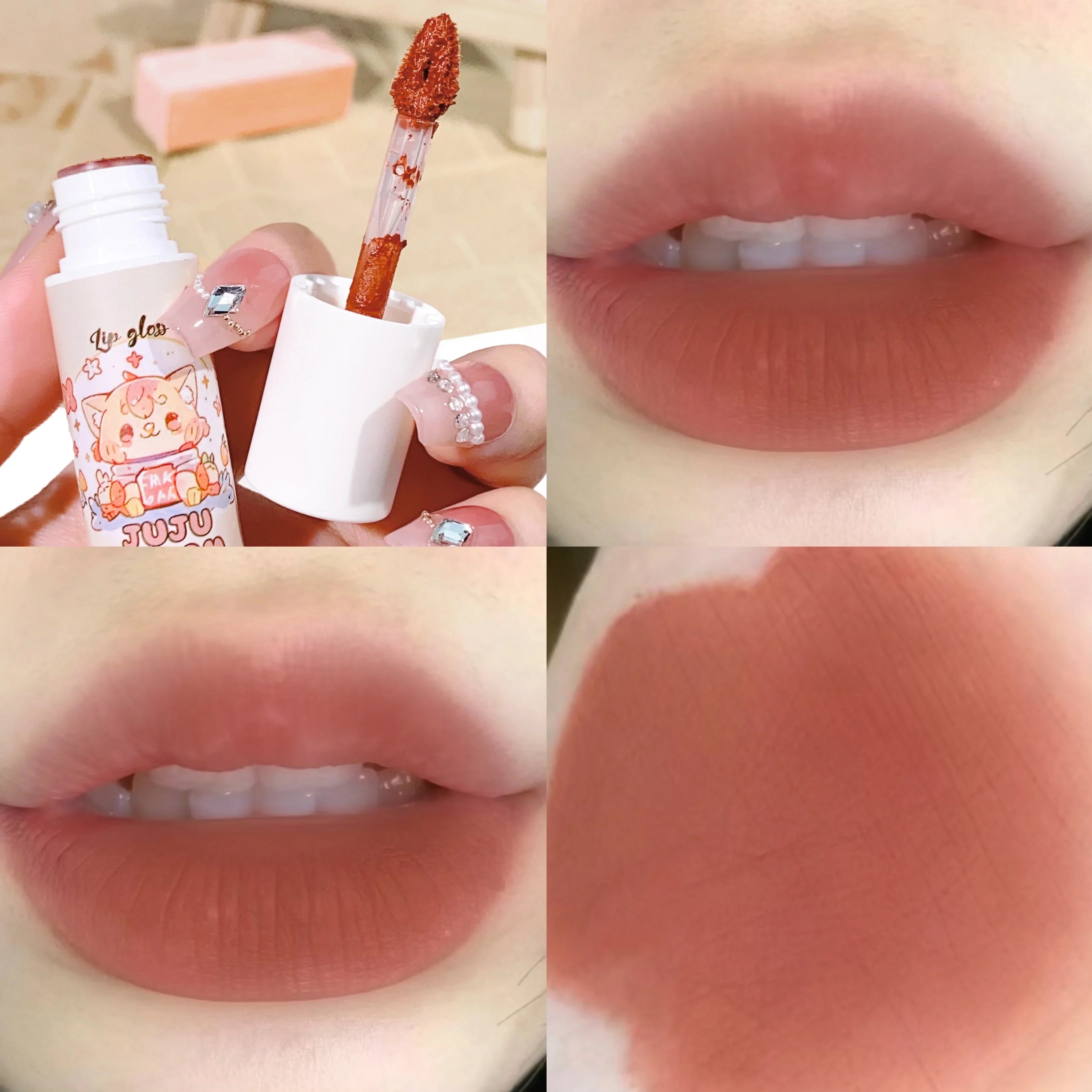 JUJU velvet lip glaze matte matte fake plain white honey peach cheap lip paste