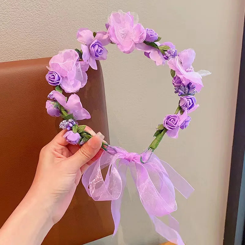 Sweet crowns for bouquets Headband For Kid  Forest Style Hairbands Girl butterfly flower crown Hair Band Flower headpiece