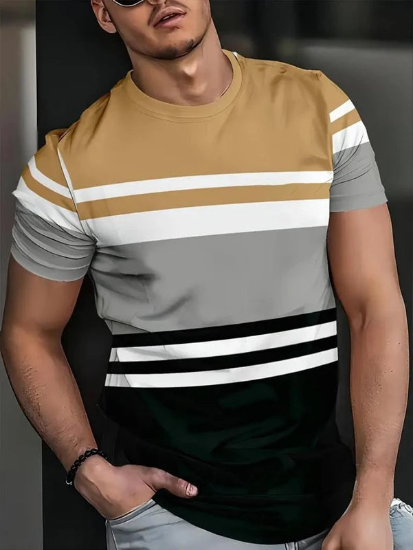 Summer Men Clothes Short Sleeve Round Neck Tops T Shirt Men Casual Fashion Fitness Running Sport Tops High Elasticity