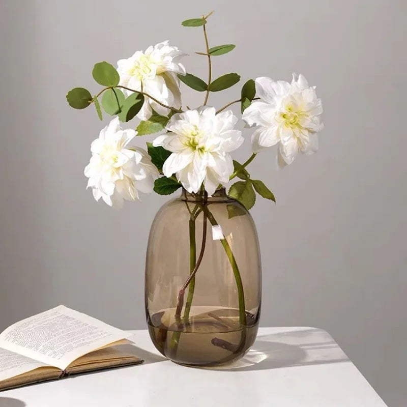 Transparent Glass Vase, Office Decor, Large Capacity Hydroponic Flower Pot, Vase, Bedroom Aesthetic Decor, Home Decor