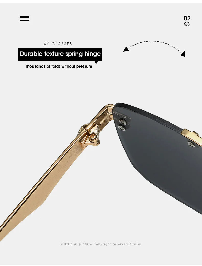 INS Popular Rimless Pilot Sunglasses Men Women Square Shades Retro Brand Female Sun Glasses Vintage Fashion Oculos De Sol UV400