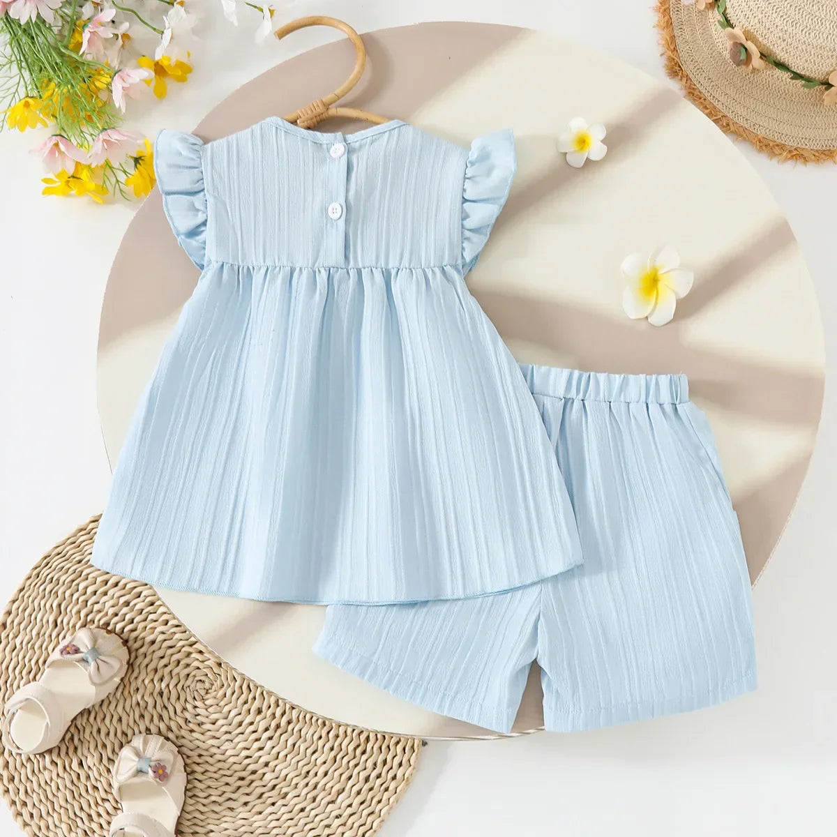 Children's Clothing Sets Small Flower Sleeveless Top + Bow Shorts 2pcs Sets Toddler Girl Clothes Kids Boutique Clothes