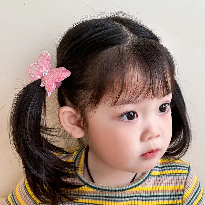 Girls Hair Rope Sequins Butterfly Elastic Hair Bands Candy Colors Scrunchies Ponytail Holder Rubber Bands