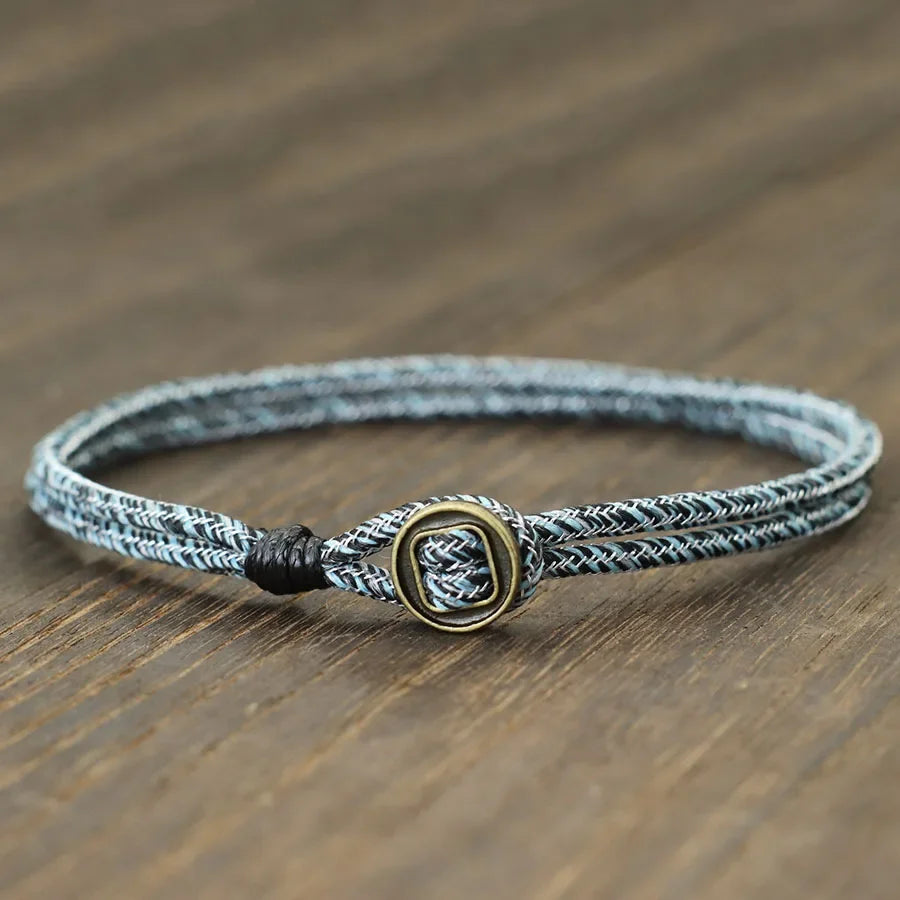 Novel Mens Bracelet With String Handmade Duoble Cord Braslet Easy Hook Wrap Braclet Husband Boyfriend Gift Pulsera Hombre Joias