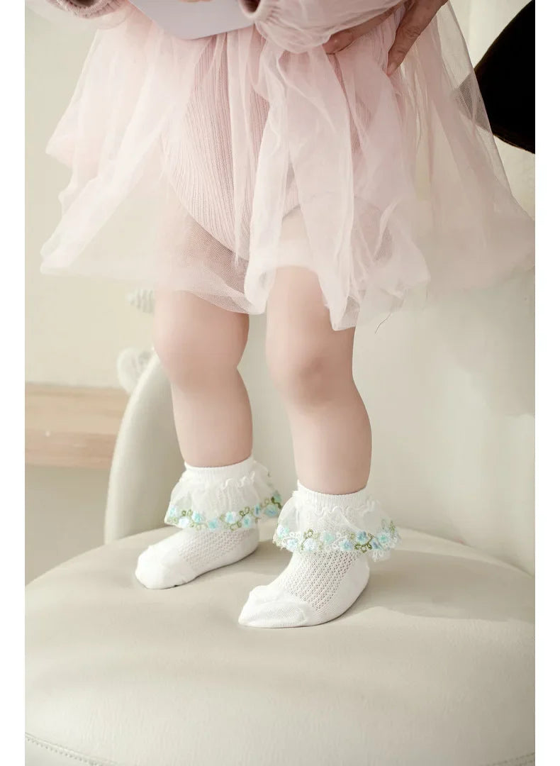 New Children's Socks With Lace Princess Girls Frilly Sock Soft Infant Baby Socken White Socks For Kids 0-10Years High Quality